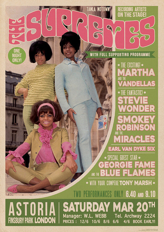 The Supremes - Live in London – virallisesti lisensoitu juliste, 59.4×84.1 cm juliste