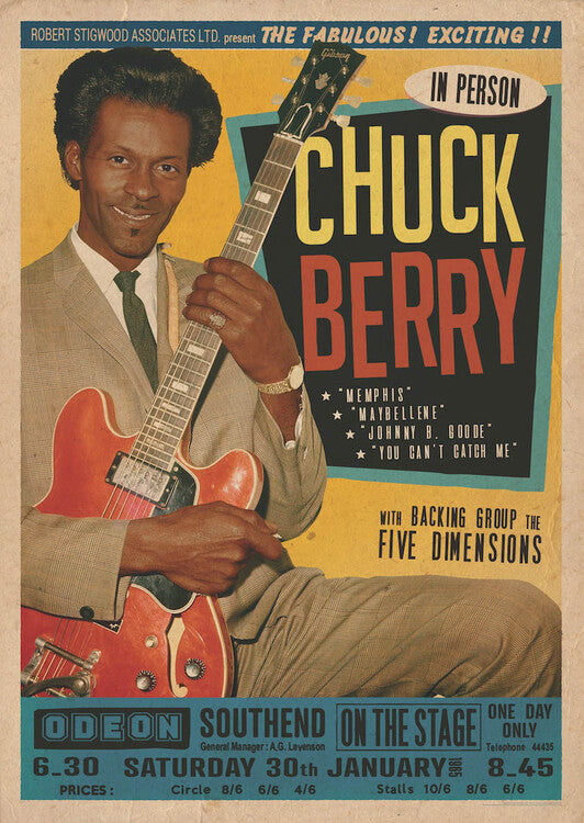 Chuck Berry at the Odeon - Southend – virallisesti lisensoitu juliste, 59.4×84.1 cm juliste