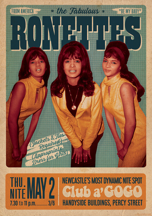 The Ronettes - Newcastle – virallisesti lisensoitu juliste, 59.4×84.1 cm