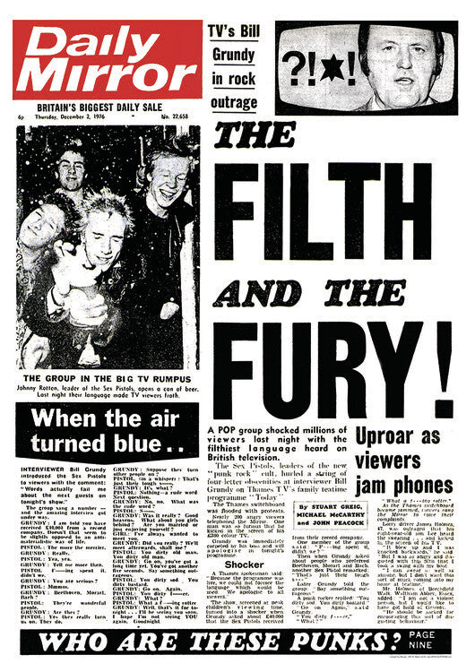 Sex Pistols - Daily Mirror – virallisesti lisensoitu juliste, 59.4×84.1 cm juliste